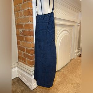 Blue and black plaid smock dress open back